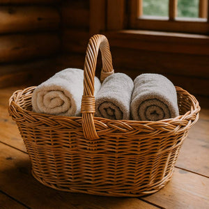 Cesta portaoggetti Laura ovale cesto in vimini con manico intrecciato per casa