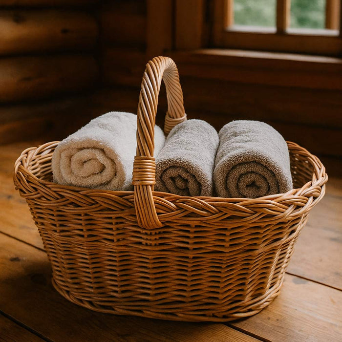 Cesta portaoggetti Laura ovale cesto in vimini con manico intrecciato per casa