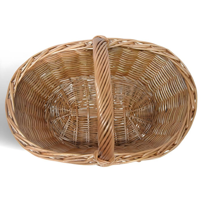 Cesta portaoggetti Laura ovale cesto in vimini con manico intrecciato per casa