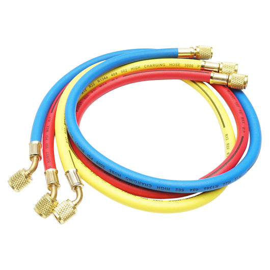 Set tubi 90 cm 3 colori per ricarica freon R12, R22, R134a, 404, 502