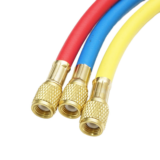 Set tubi 90 cm 3 colori per ricarica freon R12, R22, R134a, 404, 502