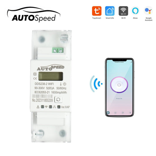 Smart Meter monofase 220V, 65A, DDS238-2 WIFI Tuya, Smart Life, contatore intelligente di energia e potenza elettrica