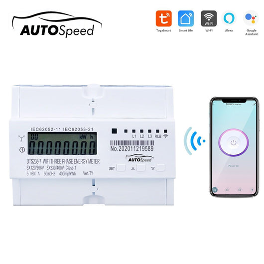 Smart Meter trifase 380V, 80A, DTS238-7 WIFI compatibile con Tuya, Smart Life, contatore intelligente di energia e potenza elettrica