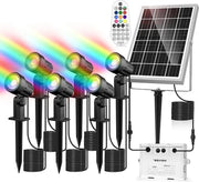 Illuminazione esterna a energia solare RGB 6 pezzi con telecomando 10 colori 12 modalità cicliche funzione di memoria funzione di timer impermeabile IP66 punti di luce solari per giardino vialetto e balcone