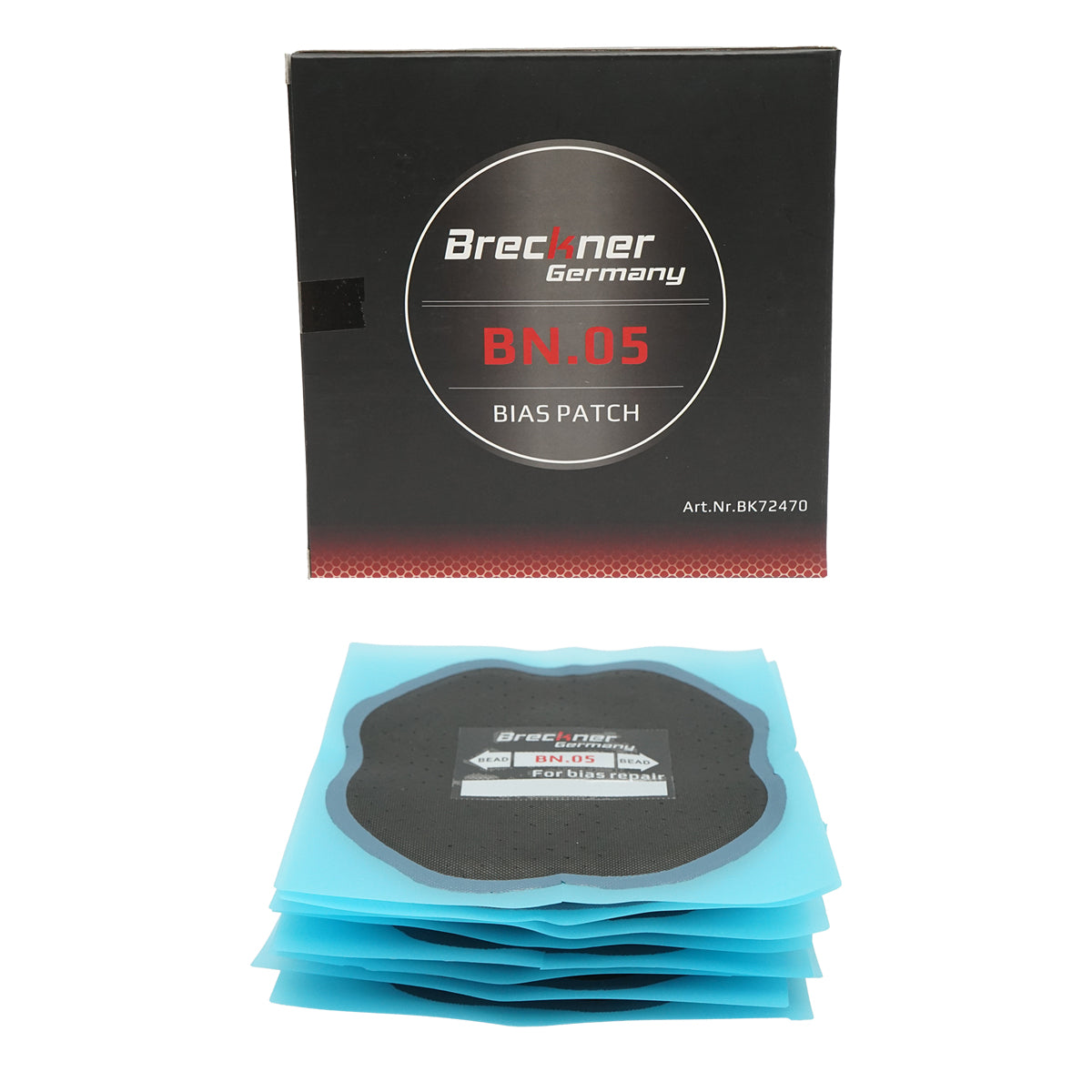 Toppe per vulcanizzazione pneumatici diagonali 170x170mm 10 pezzi/set Breckner Germany
