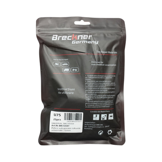 Toppe vulcanizzanti universali rotonde da 75 mm per camere d'aria, set da 25 pezzi Breckner Germany