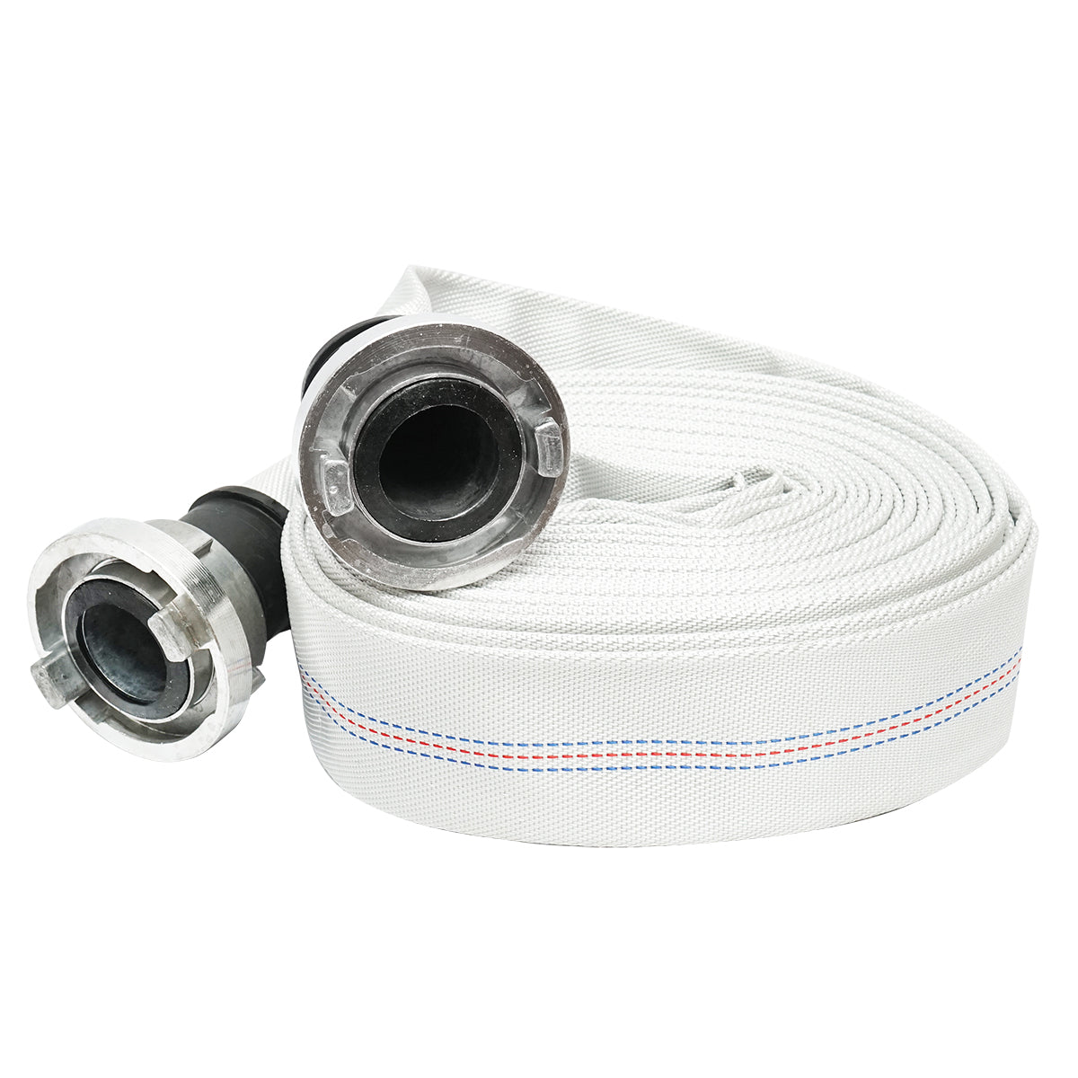 Tubo per irrigazione/pompaggio in PVC 2 toll, lunghezza 20 m con raccordi in alluminio, max 10 bar, tela Breckner Germany