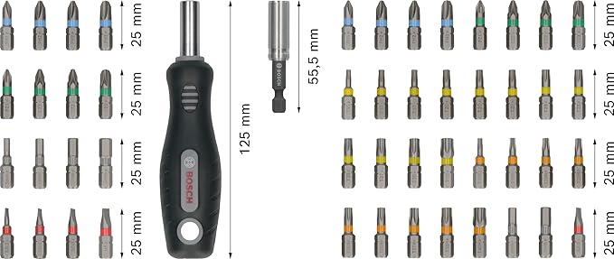 Bosch 2607012081 – Kit Extra-Hard Inserti (50 pezzi) con Giravite Magnetico