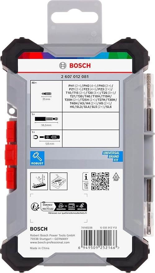 Bosch 2607012081 – Kit Extra-Hard Inserti (50 pezzi) con Giravite Magnetico