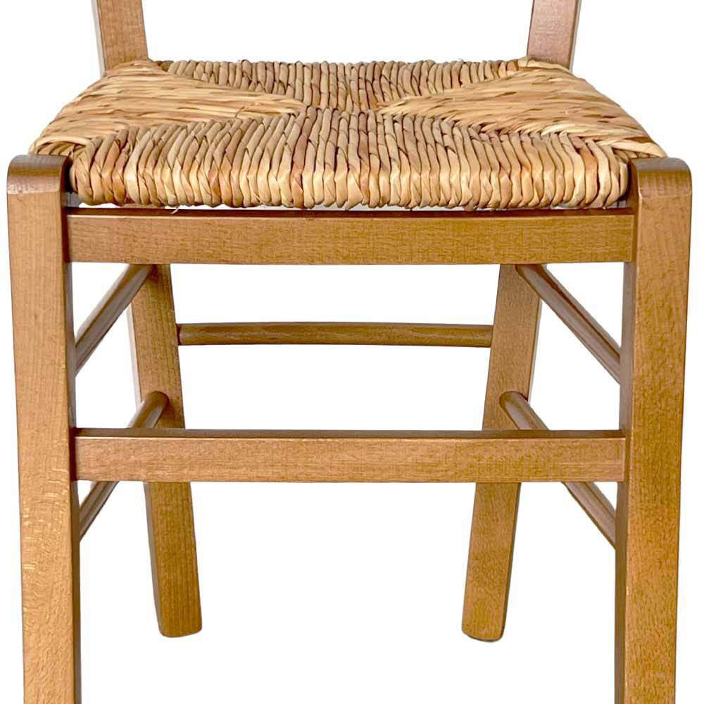Sedia da cucina pranzo in legno paesana noce chiaro con seduta in paglia di riso
