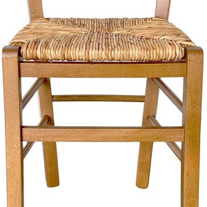 Sedia da cucina pranzo in legno paesana noce chiaro con seduta in paglia di riso