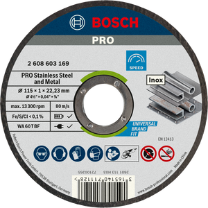 Bosch Standard for Inox Cutting Discs – Set da 10 (Ø 115 mm, 1 mm)