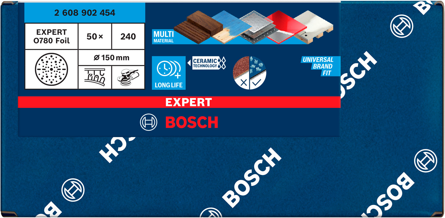 Bosch Expert O780 – Dischi abrasivi grana 240, 50 pezzi