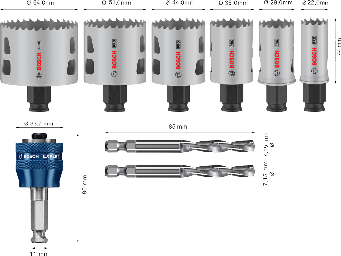 Bosch PRO Multi Material PC Plus – Set Seghe a Tazza (9 pezzi, cod. 2608594428)
