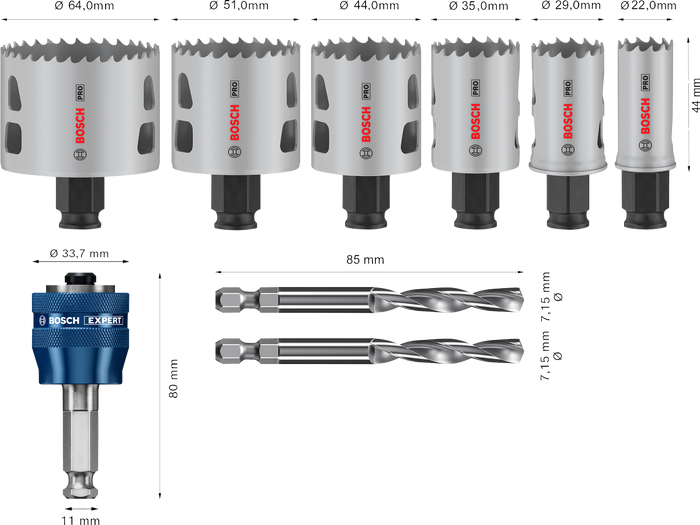 Bosch PRO Multi Material PC Plus – Set Seghe a Tazza (9 pezzi, cod. 2608594428)
