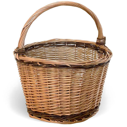 Cesto tondo Flavia in vimini cestino paniere con manico diametro 34 cm x h 26 cm