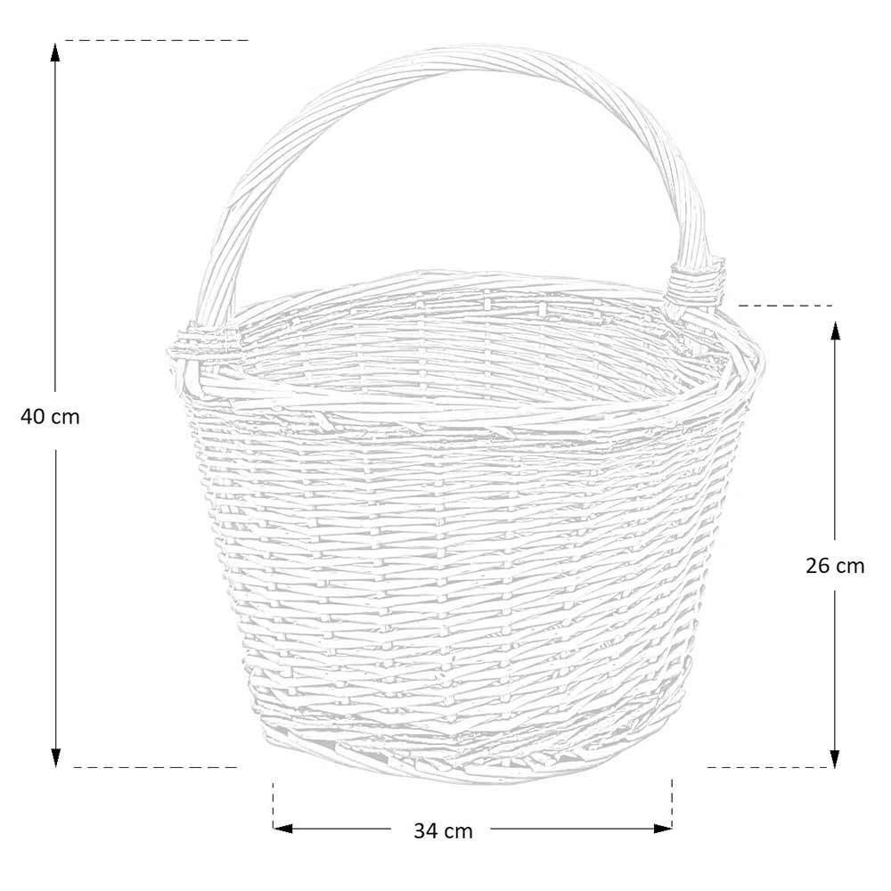 Cesto tondo Flavia in vimini cestino paniere con manico diametro 34 cm x h 26 cm