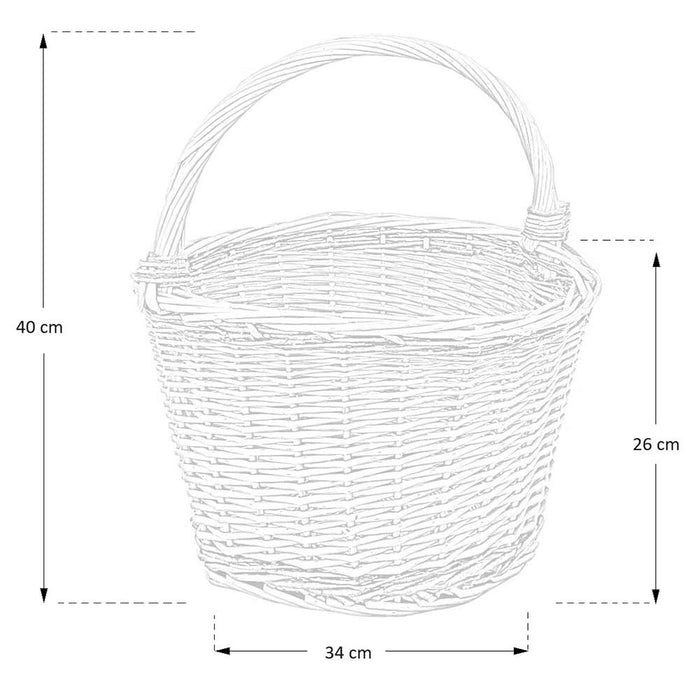 Cesto tondo Flavia in vimini cestino paniere con manico diametro 34 cm x h 26 cm