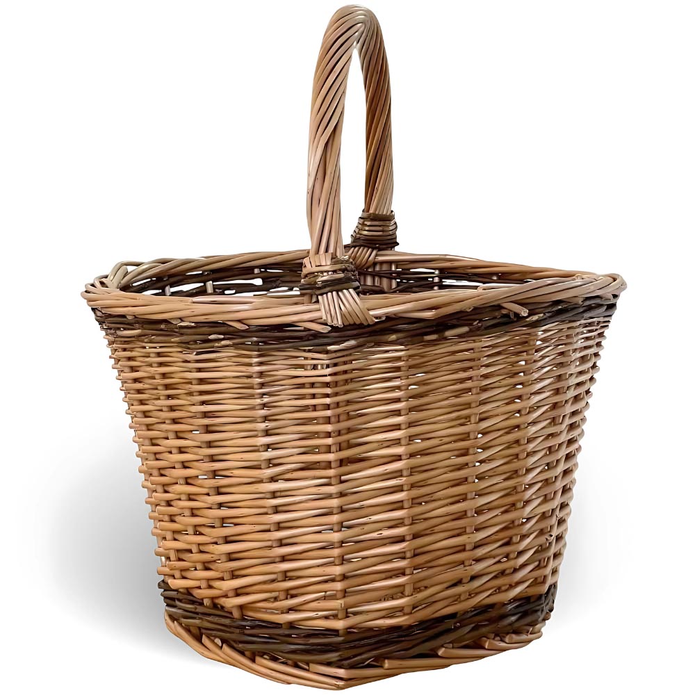 Cesto tondo Flavia in vimini cestino paniere con manico diametro 34 cm x h 26 cm