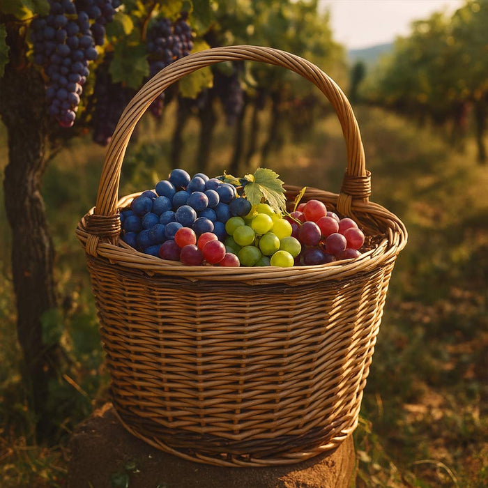 Cesto tondo Flavia in vimini cestino paniere con manico diametro 34 cm x h 26 cm