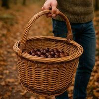 Cesto tondo Flavia in vimini cestino paniere con manico diametro 34 cm x h 26 cm