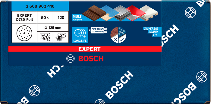 Bosch Expert O780 – Dischi abrasivi grana 120 D.125mm, 50 pezzi
