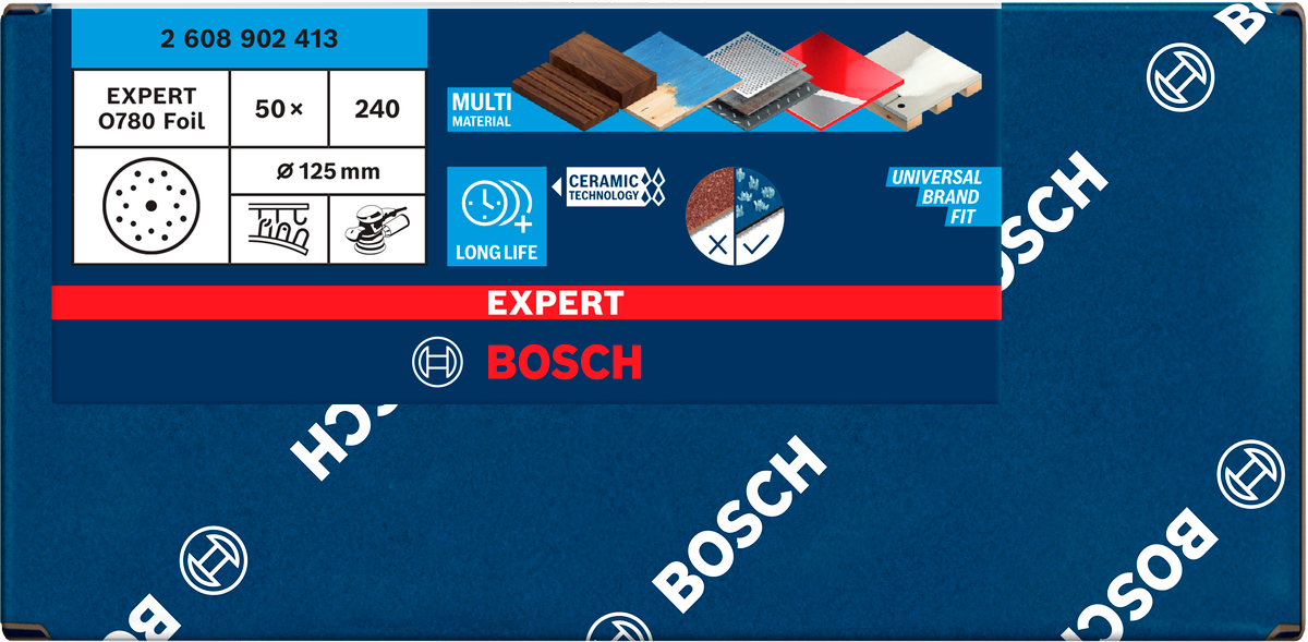Bosch Expert O780 – Dischi abrasivi grana 240 D.125mm, 50 pezzi