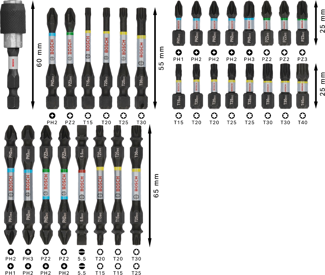 Set bit di avvitamento PRO Impact Bosch 31 pz - 2608521U71