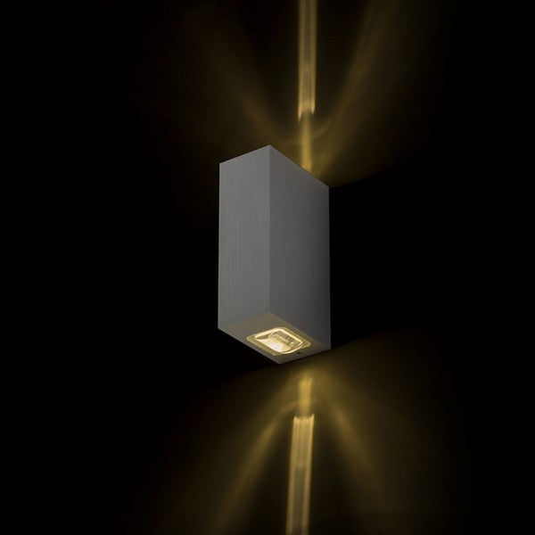 Faretto applique NICK II da parete alluminio pettinato 230V LED 2x3W 10° IP54 3000K