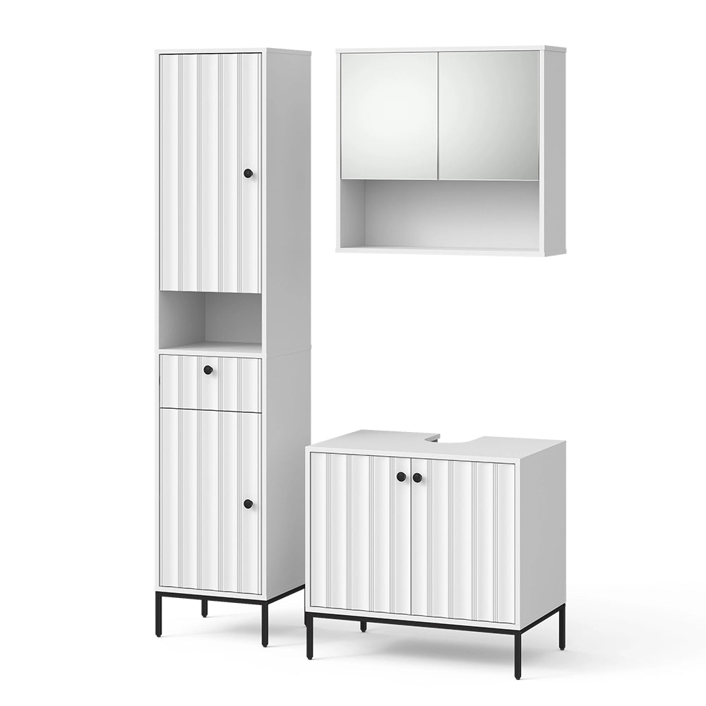 Vicco Set di mobili da bagno Ondulazione bianca 3 parti