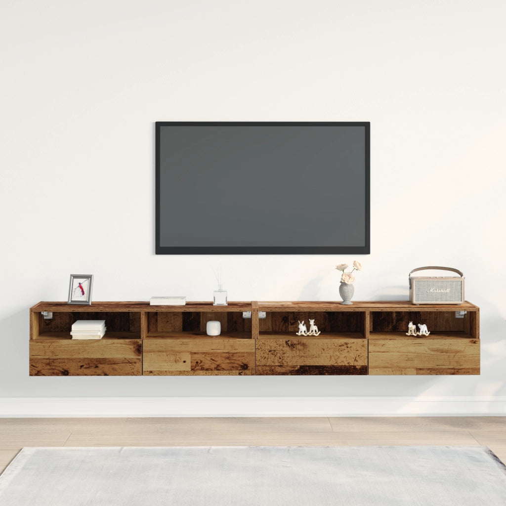 Armadietti da muro per TV 2 pz Legno Vecchio 100x30x30 cm Legno ingegnerizzato