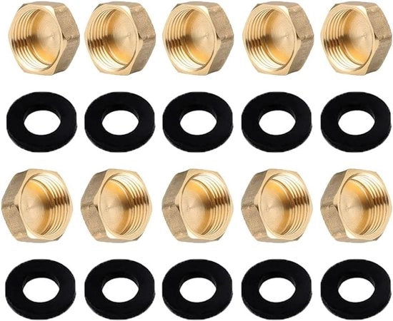 10 pezzi di filo di rame per interni 1/2 pollice doppi con stoppi per tubi cavi a 5 facce con cappuccio e anello di chiusura