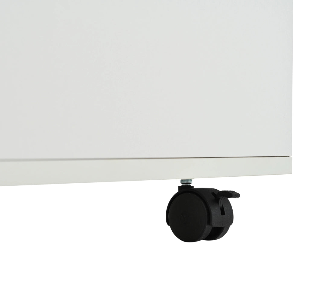 Tavolino da caffè 100x50x52 cm con piano sollevabile; 4 cassetti; ruote; truciolare bianco e naturale