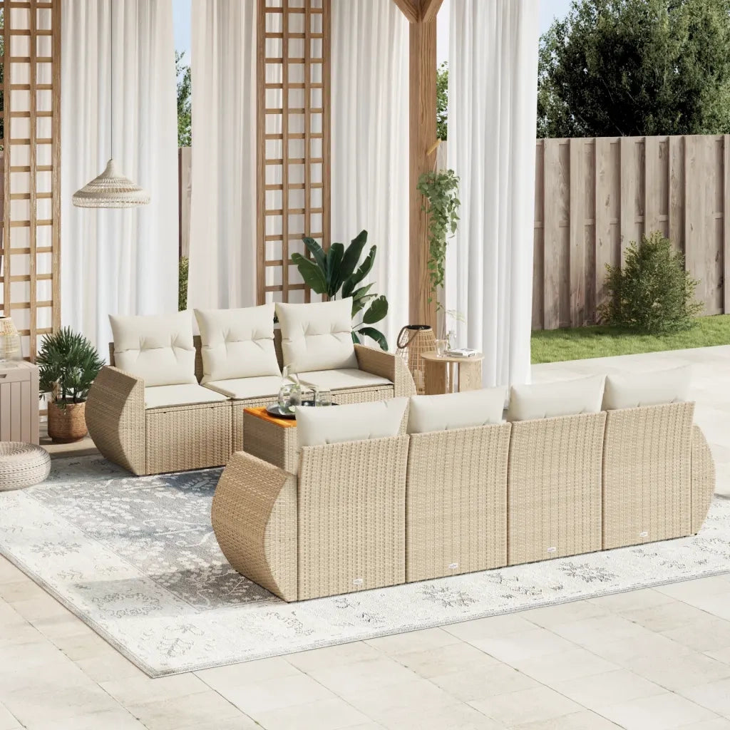 Set Divano da Giardino 8 pz con Cuscini Beige in Polyrattan 3257241