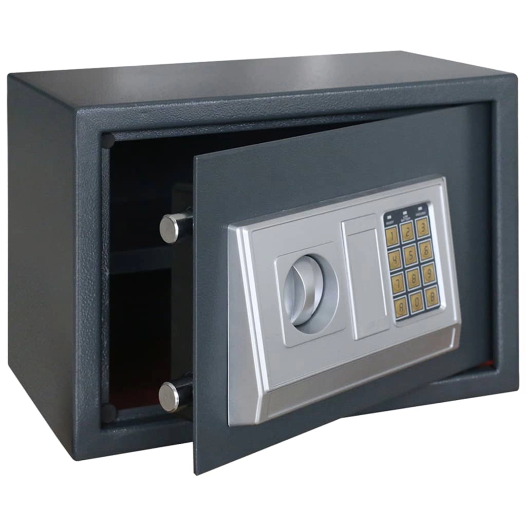 Cassaforte Elettronica con Ripiano Grigio Scuro 35x25x25 cm Acciaio