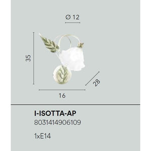 APPLIQUE ISOTTA E14 H35CM AVORIO/ORO.