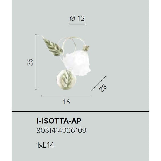 APPLIQUE ISOTTA E14 H35CM AVORIO/ORO.