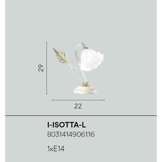 LAMPADA DA TAVOLO ISOTTA E14 H29CM AVORIO/ORO.