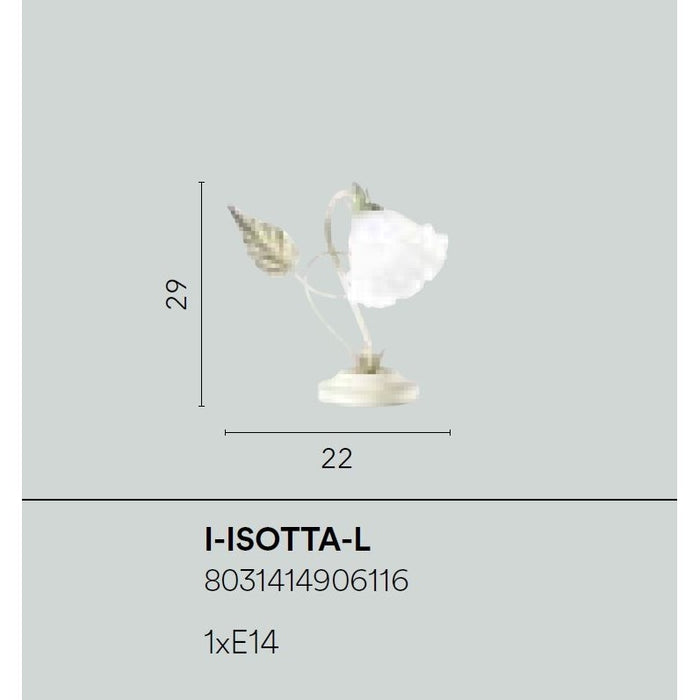 LAMPADA DA TAVOLO ISOTTA E14 H29CM AVORIO/ORO.