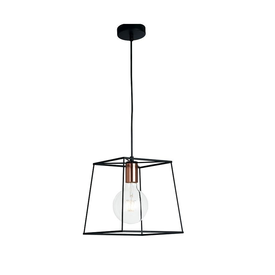 LAMPADARIO HARLEM E27 25X25XH125CM NERO/RAME.