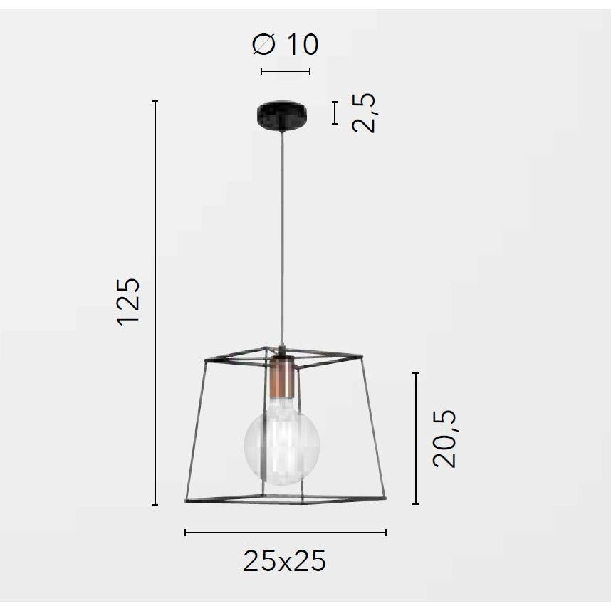 LAMPADARIO HARLEM E27 25X25XH125CM NERO/RAME.