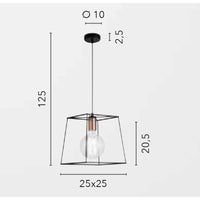 LAMPADARIO HARLEM E27 25X25XH125CM NERO/RAME.