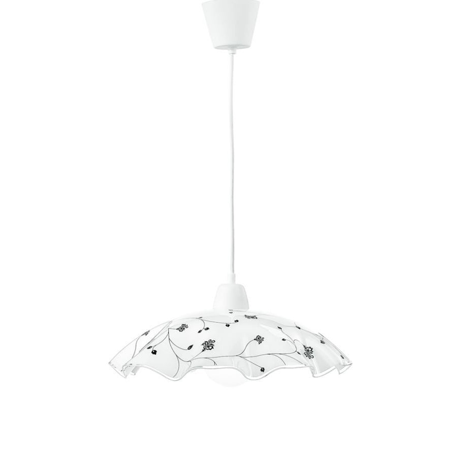 LAMPADARIO ROOT E27 D.42XH120CM BIANCO/FIORI NERI