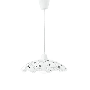 LAMPADARIO ROOT E27 D.42XH120CM BIANCO/FIORI NERI