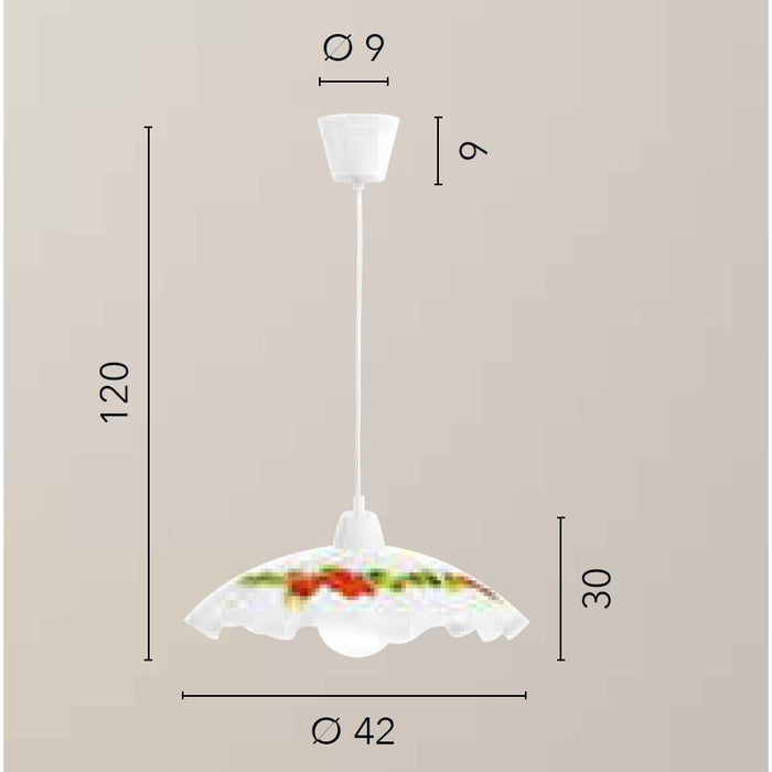 LAMPADARIO RIBES E27 D.42XH120CM BIANCO/FRUTTI.
