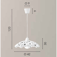 LAMPADARIO ROOT E27 D.42XH120CM BIANCO/FIORI NERI