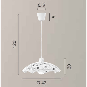 LAMPADARIO ROOT E27 D.42XH120CM BIANCO/FIORI NERI