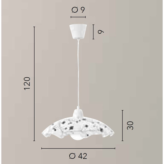 LAMPADARIO ROOT E27 D.42XH120CM BIANCO/FIORI NERI