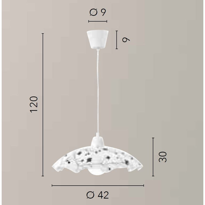 LAMPADARIO ROOT E27 D.42XH120CM BIANCO/FIORI NERI