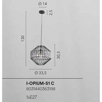 LAMPADARIO OPIUM E27 D.33,5XH130CM METALLO/VETRO.